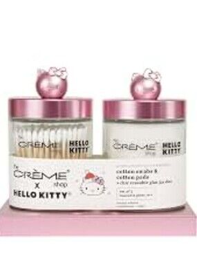 NWT The Creme Shop X Hello Kitty Cotton Swabs and Pads In Jars